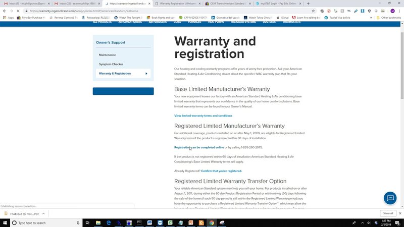 Can You Register American Standard Hvac Systems Warranty Without Internet Access?