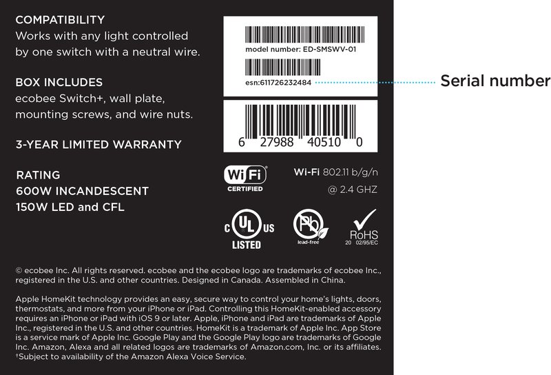How To Find The Serial Number On Ecobee Smart Home Devices For Warranty